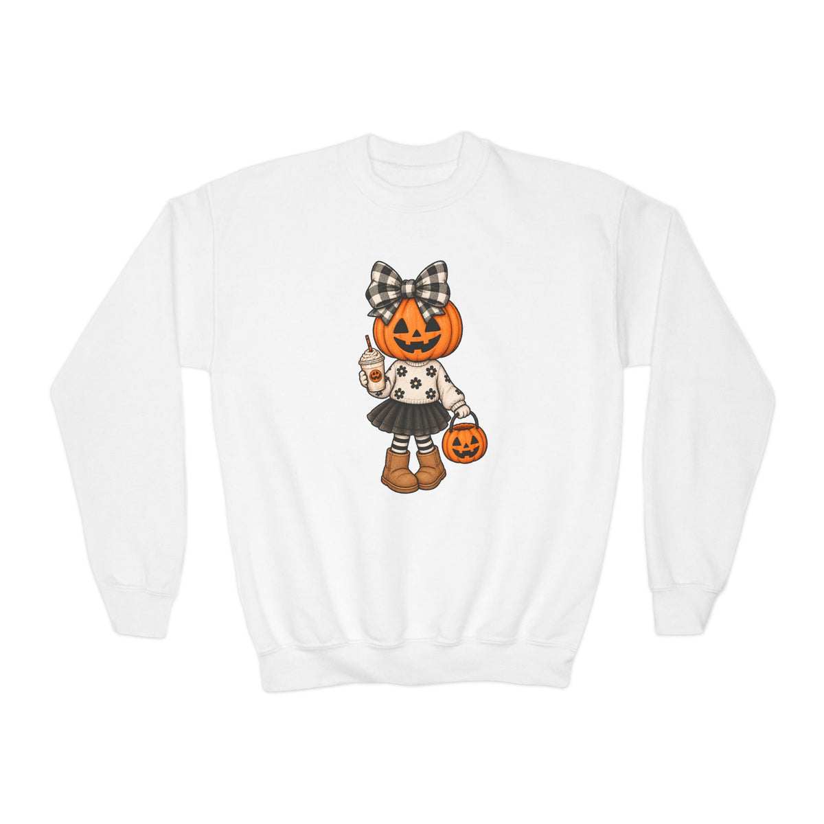 Youth Pumpkin Girl Crewneck Sweatshirt