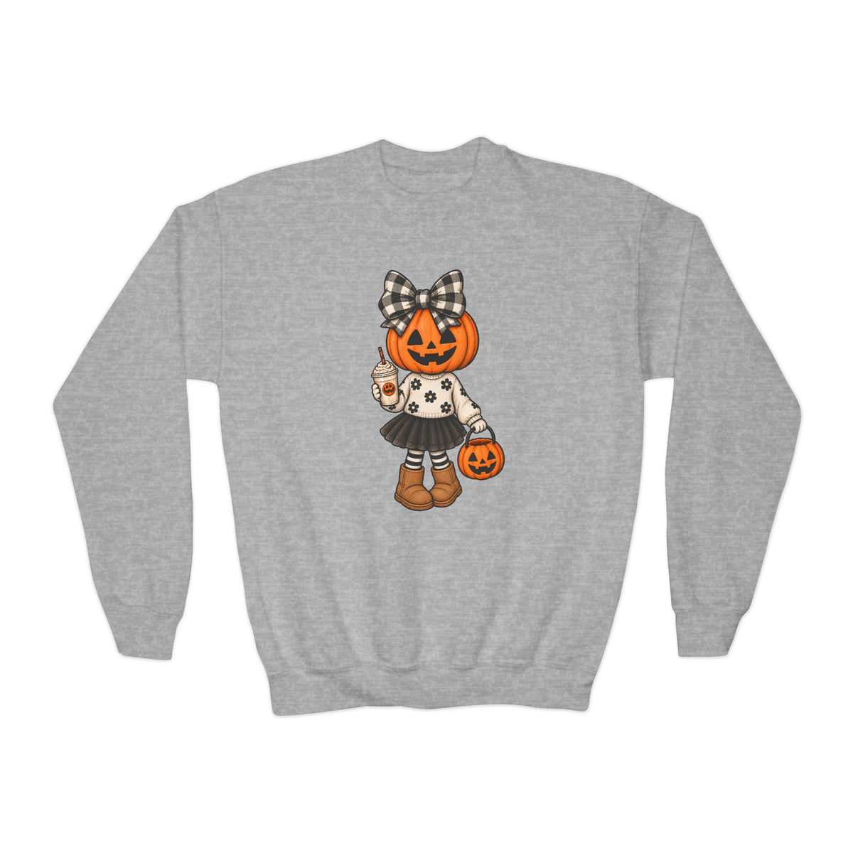 Youth Pumpkin Girl Crewneck Sweatshirt