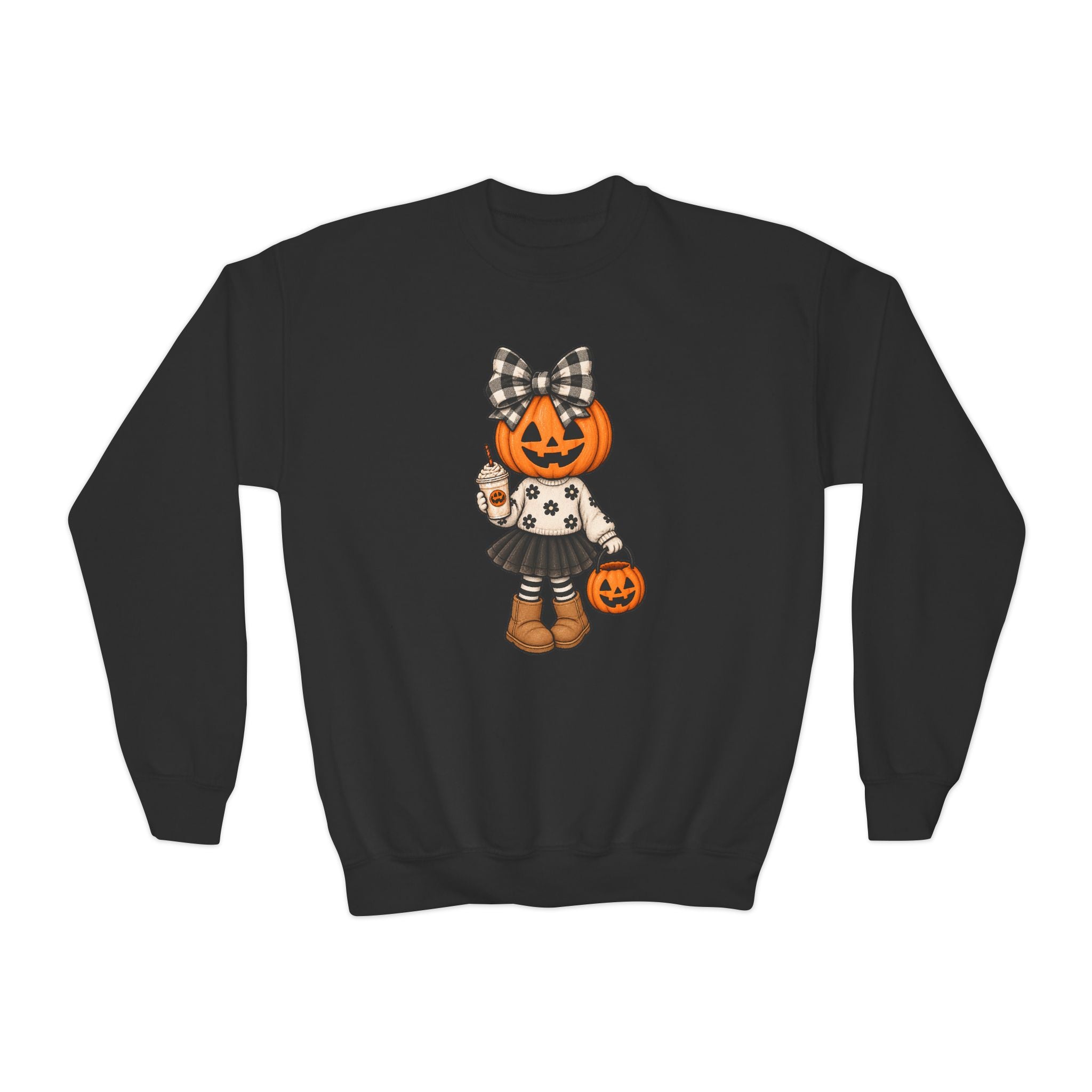 Youth Pumpkin Girl Crewneck Sweatshirt