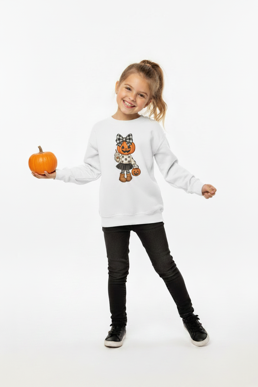 Youth Pumpkin Girl Crewneck Sweatshirt