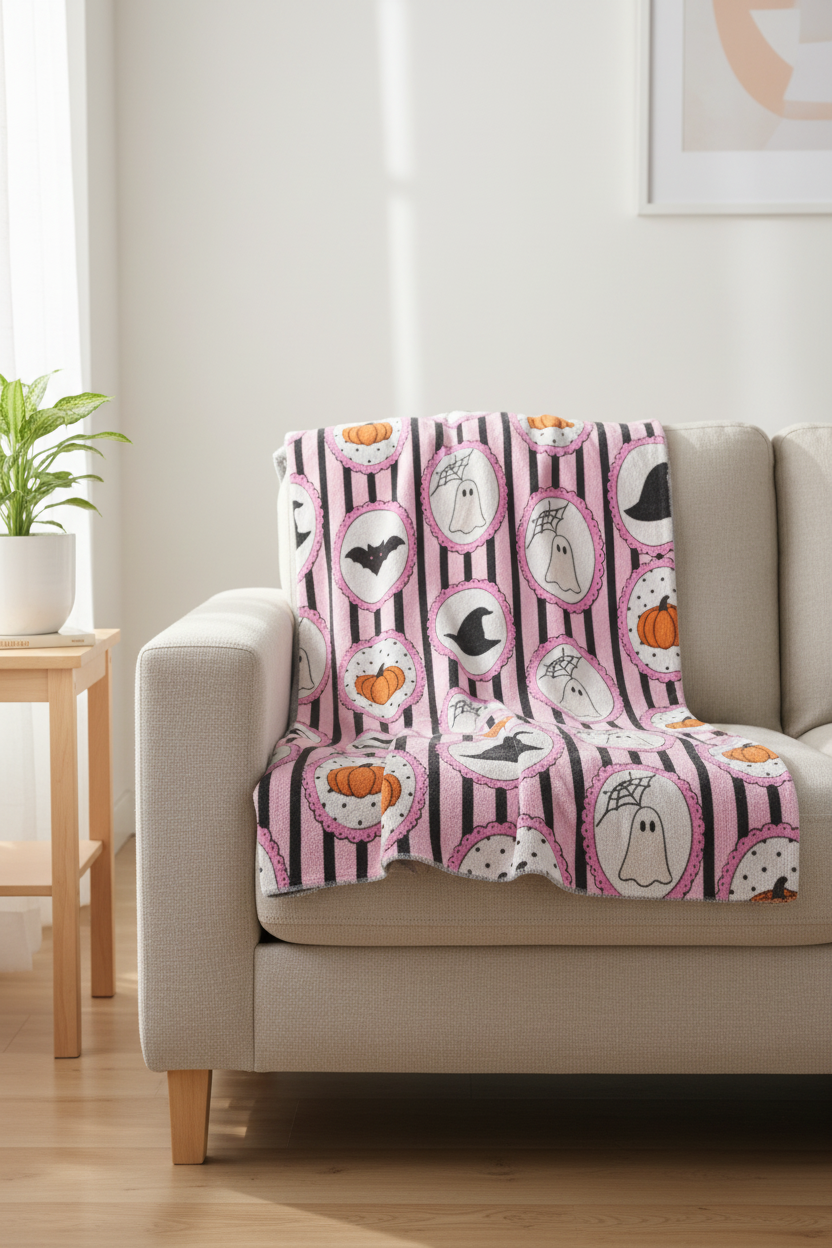Pink stripe throw blanket