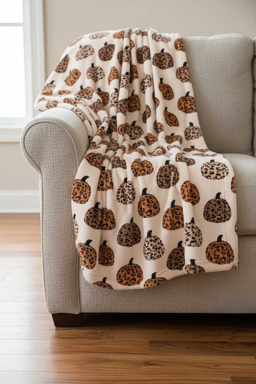 Leopard Pumpkin Throw Blanket