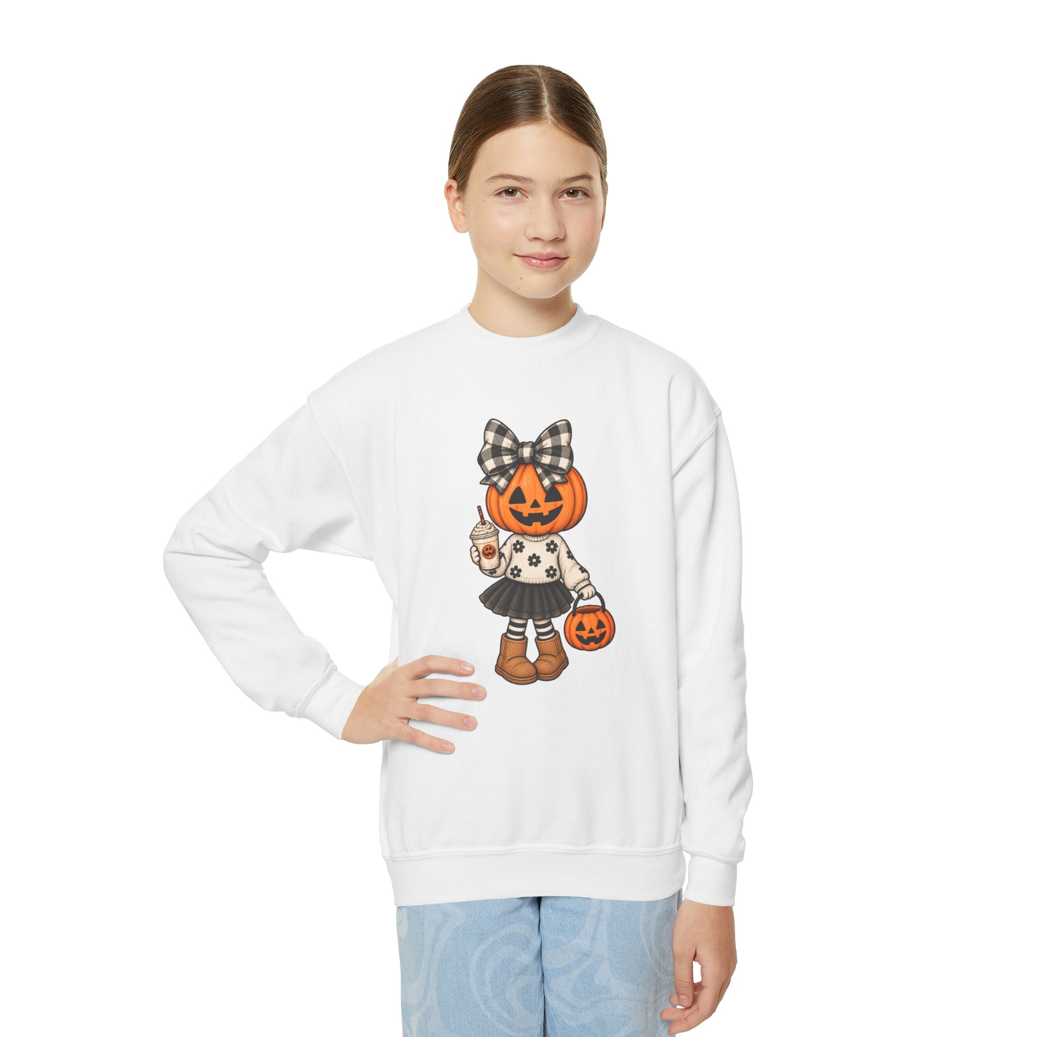 Youth Pumpkin Girl Crewneck Sweatshirt
