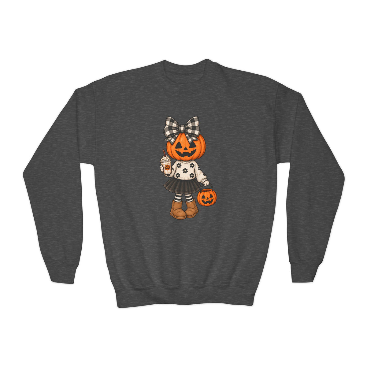 Youth Pumpkin Girl Crewneck Sweatshirt